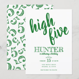 Hohe Fünf Geburtstage Einladung Grün
