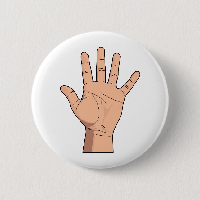 Hohe fünf offene Finger-Geste des Handzeichen-fünf Button (Vorderseite)