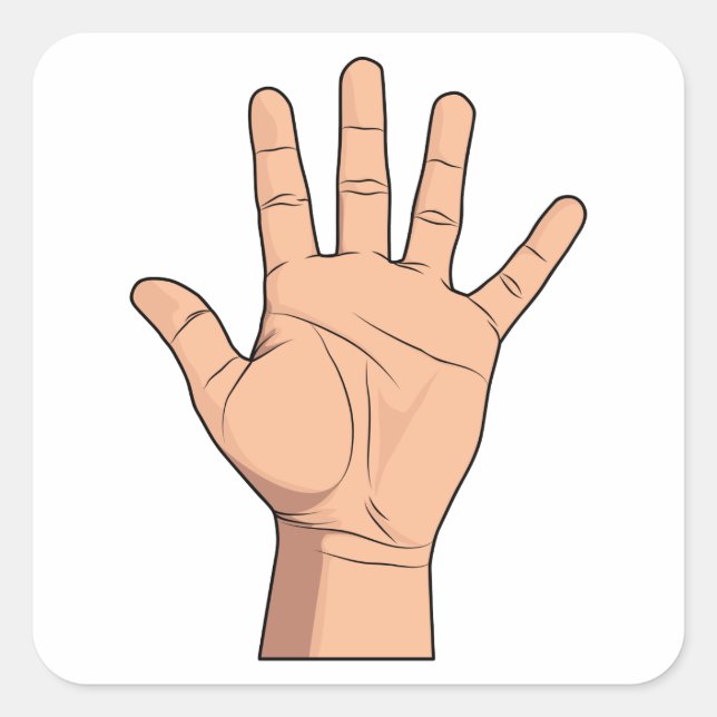Hohe fünf offene Hand signieren fünf Flügel Geste Quadratischer Aufkleber (Vorderseite)