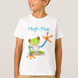 Hohe fünf orange und blaues lustiges Frosch-Shirt T-Shirt