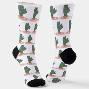 Hohe Grüne Pflanze auf Teppich Wüstenkaktus  Socken