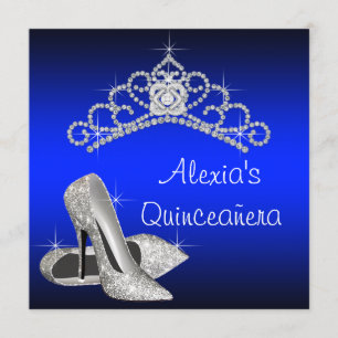 Hohe Kronen Tiara Königlich Blau Quinceanera Einladung