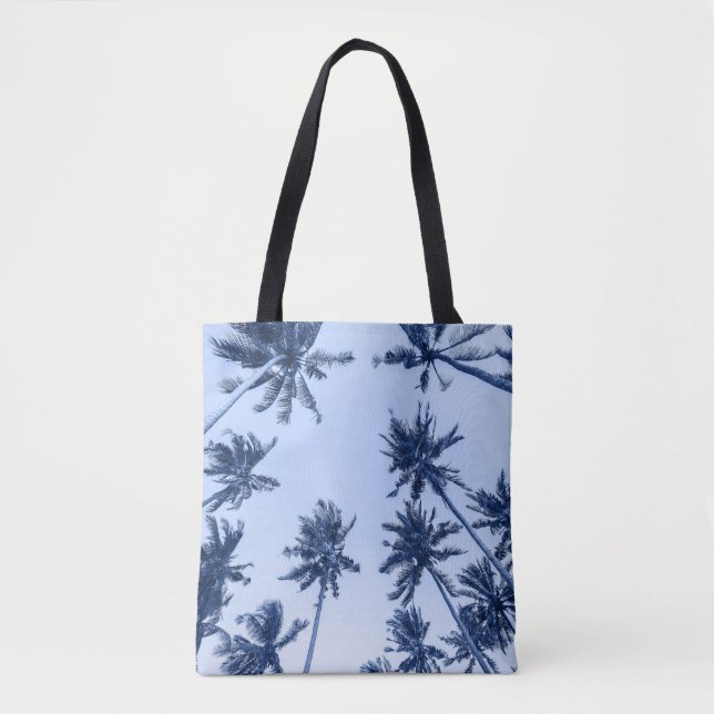 Hohe Palmen, klarer blauer Himmel. Tasche (Vorderseite)