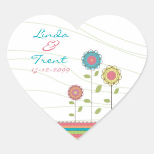 Hohe Regenbogen-Blumen, die Save the Date Herz-Aufkleber