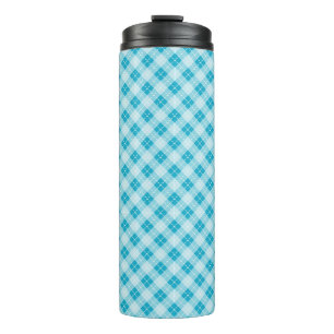 Hohe Reisebecher mit blau-weiß kariert Thermosbecher