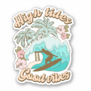 Hohe Tides gute Vibes Boho Retro Surf Aufkleber