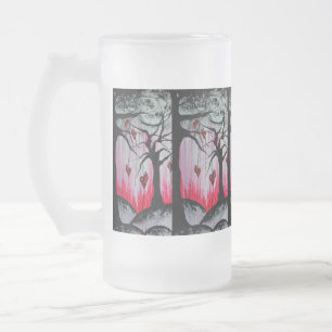 Hohe - und - trockene Bier-Tasse Herz-Bäume Orig Mattglas Bierglas