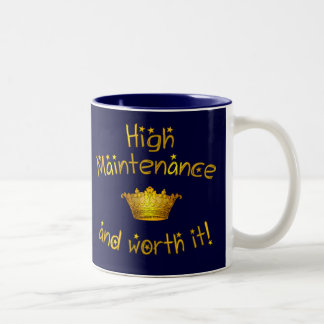 Hohe Wartung und wert sie! Zweifarbige Tasse