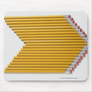 Hohe Winkelsicht der Bleistifte in Folge Mousepad
