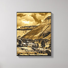 HOHE WÜSTEN-LANDSCHAFT IM ANTIKEN SEPIA LEINWANDDRUCK