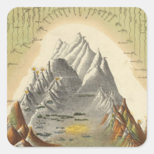 Höhen der Hauptberge in der Welt 2 Quadratischer Aufkleber