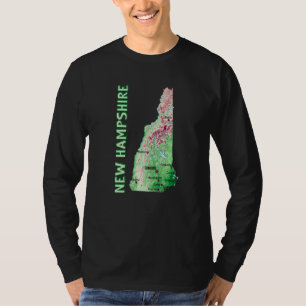 Höhenkarte des Bundesstaates New Hampshire mit Hau T-Shirt