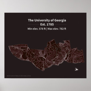 Höhenkarte des Campus der Universität Georgien Poster