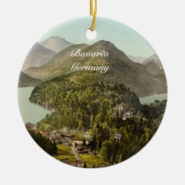 Hohenschwangau Schloss und Alpen, Bayern, Keramik Ornament (Vorne)