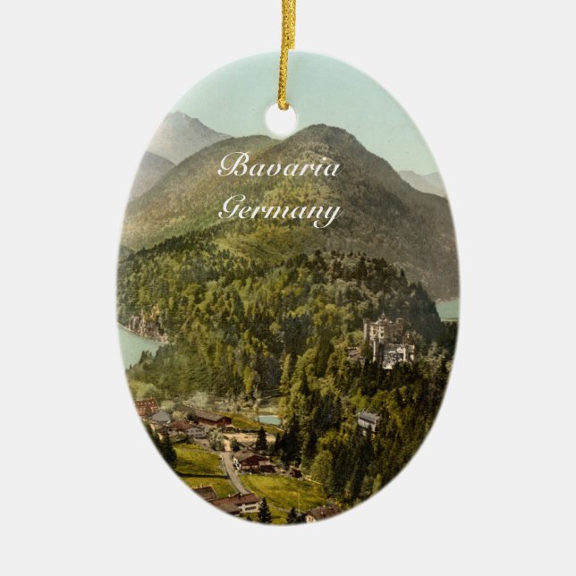 Hohenschwangau Schloss und Alpen, Bayern, Keramikornament (Vorne)