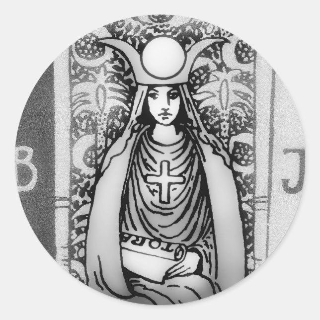 Hohepriesterin-Tarot Runder Aufkleber (Vorderseite)