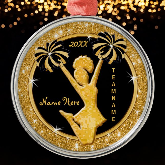 Höhepunkte Weihnachtsschmuck, Schwarz und Gold Ornament Aus Metall (Stunning, Black and Gold, Cheerleading Christmas Ornaments. Great, Gifts for Cheerleaders, Team. )