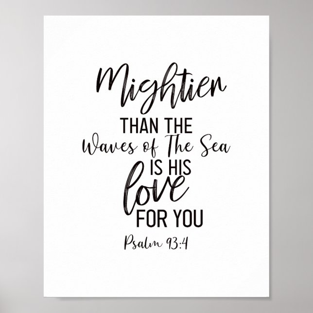 Höher als die Waves Bible Verse Wall Art Black Poster (Vorne)