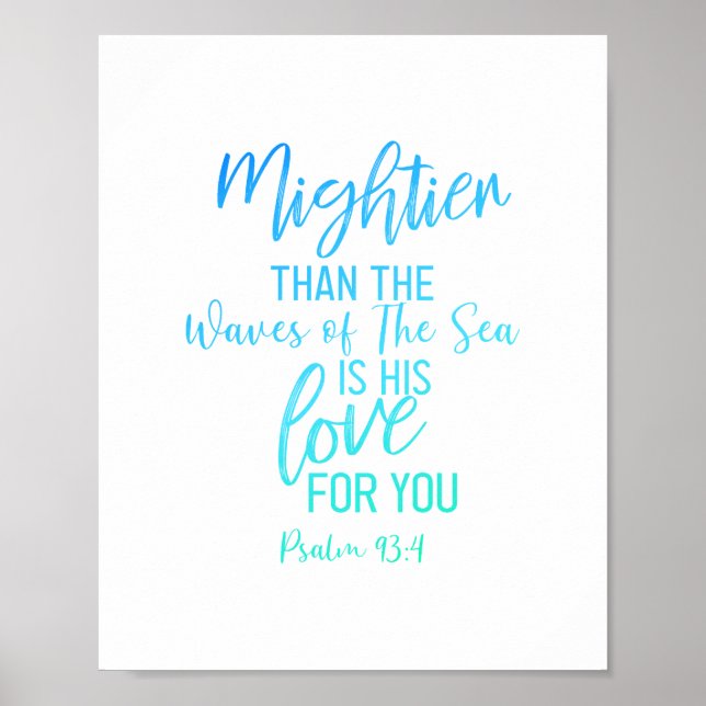 Höher als die Waves Bible Verse Wall Art Blue Poster (Vorne)
