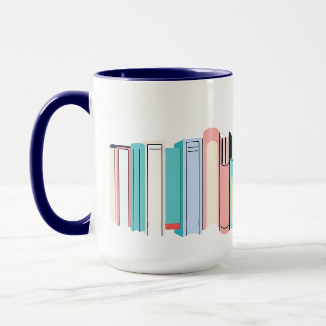 Hoher Bücherstapel Tasse (Links)