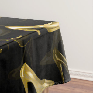 Hoher Heels-goldenes Schuhmuster Tischdecke