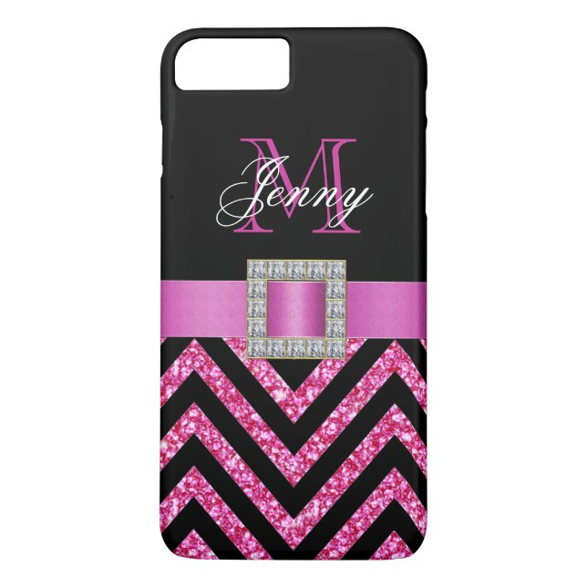 HOHER PINK ZICKZACK GLITZER MÄDCHEN Case-Mate iPhone HÜLLE (Rückseite)