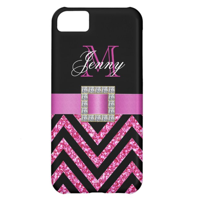 HOHER PINK ZICKZACK GLITZER MÄDCHEN Case-Mate iPhone HÜLLE (Rückseite)