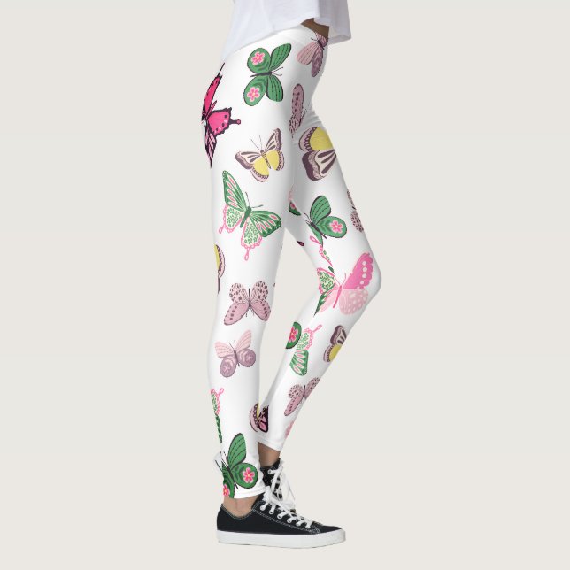 Hoher Schmetterling Scheckkarton und Tierdruck Leggings (Rechts)