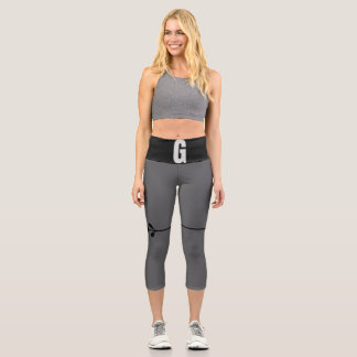Hoher Taillgrau Capri Leggings