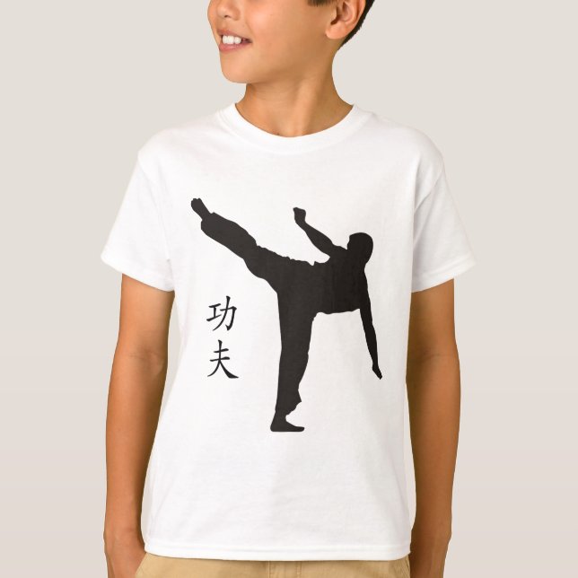 Hoher Tritt/Kung Fu Kanji T-Shirt (Vorderseite)