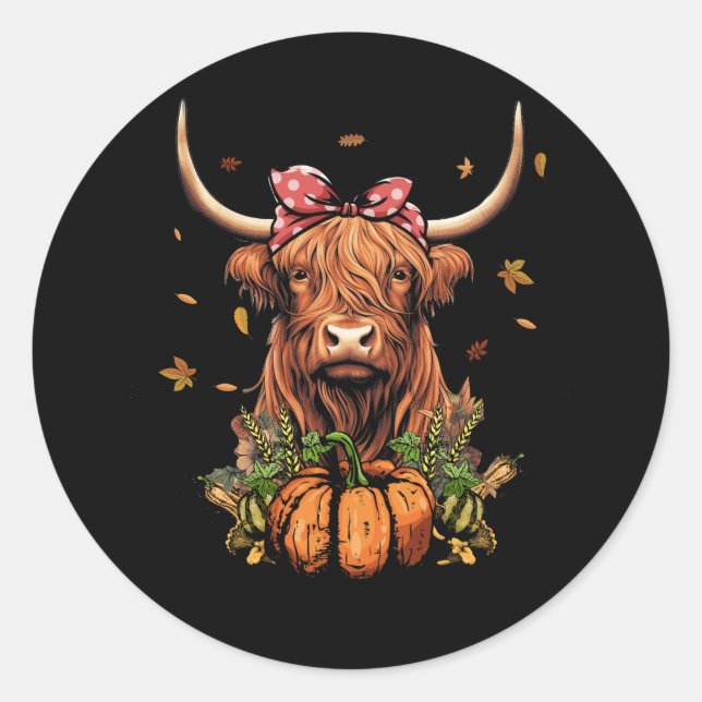 Höhere Kuhstürze und Blätter Pumpkins Herbst Danke Runder Aufkleber (Vorderseite)