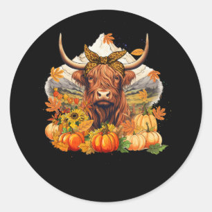 Höhere Kuhstürze und Blätter Pumpkins Herbst Danke Runder Aufkleber