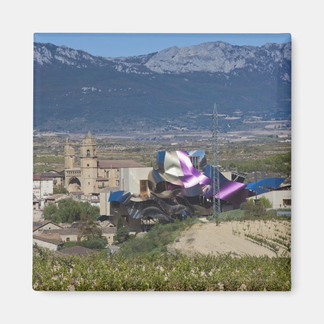Höhere Stadtsicht und Hotel Marques de Riscal Magnet (Vorne)