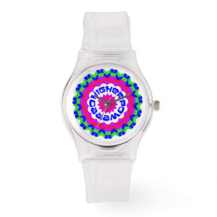 Höheres Powered Spiritual Vivid Pink Kaleidoskop Armbanduhr