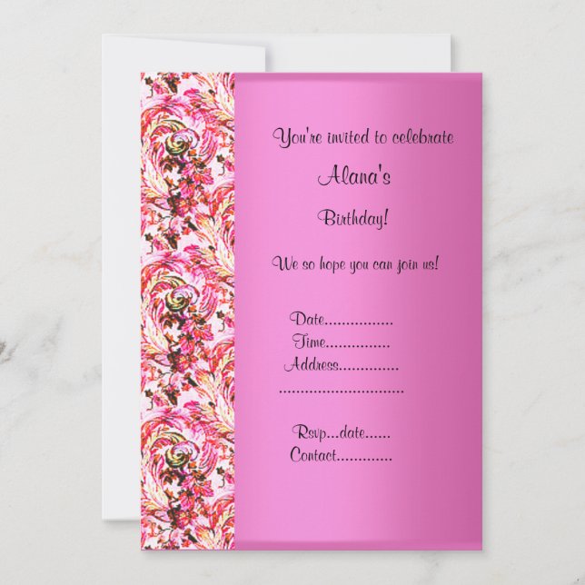 HOHES PINK FLORAL JEDEN ANLASS PARTY EINLADUNG (Vorderseite)