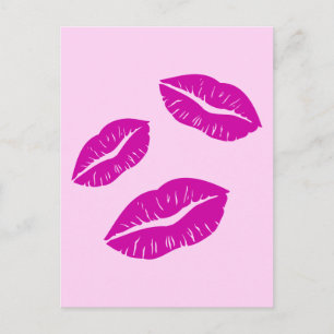 HOHES PINK LILA KISSES LIPS LIEBE ICONS MOTIVATION POSTKARTE