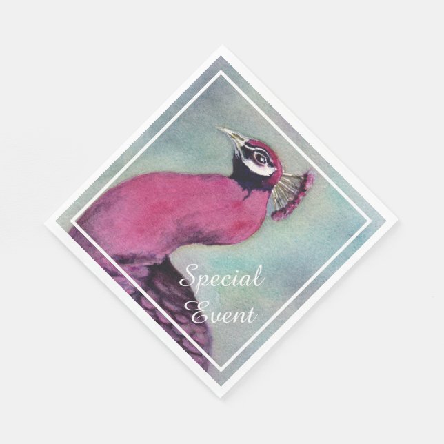 HOHES PINK PEACOCK PARTY SERVIETTE (Ecke)