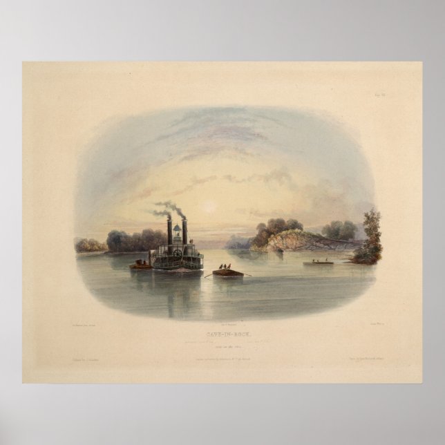 Höhle in Rock, Blick auf Ohio, Karl Bodmer Print Poster (Vorne)