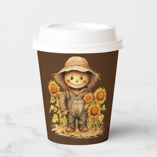 Höhle mit Sonnenblume Pappbecher (Vorderseite)