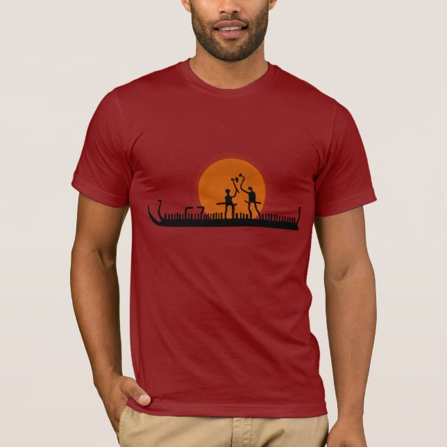 Höhle Petroglyphen Viking Warriors T-Shirt (Vorderseite)