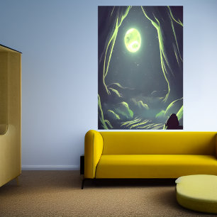 Höhle und Mond   AI Art Poster