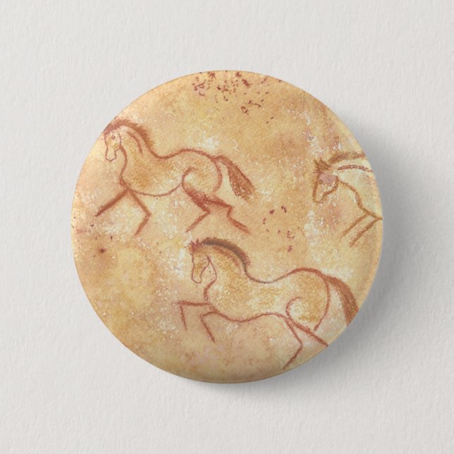 Höhle Zeichnend Gemälde wilder Pferde Button (Vorderseite)