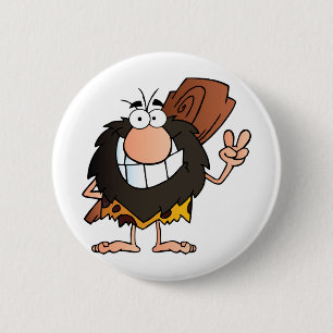Höhlenbewohner, der das Friedenszeichen Button