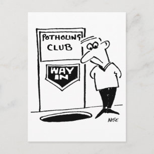 Höhlenforscherclub-Eingang im Boden Cartoon Postkarte