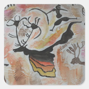 Höhlenkunst Abstrakt Quadratischer Aufkleber