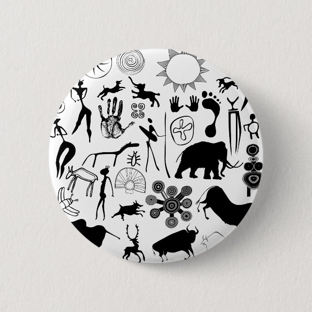 Höhlenmalereien - urzeitliche Kunst Button (Vorderseite)