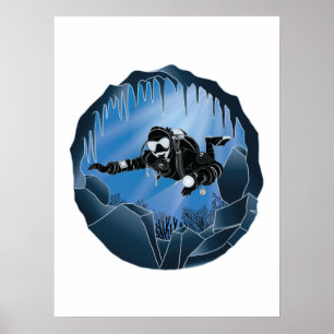 Höhlentauchen - Unterwassertaucher Poster