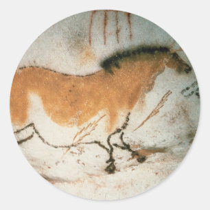 Höhlenzeichnungen Lascaux Französisch prähistorisc Runder Aufkleber