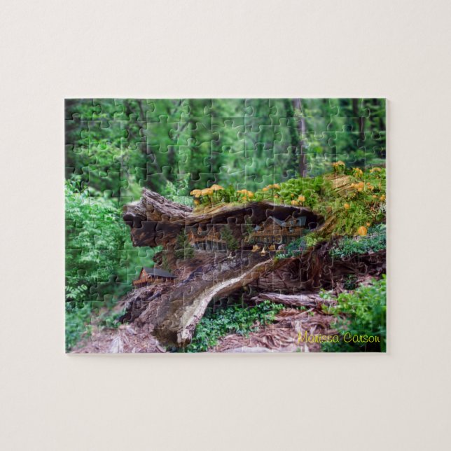 Hohler Klotz mit Haus-Puzzlespiel (Horizontal)