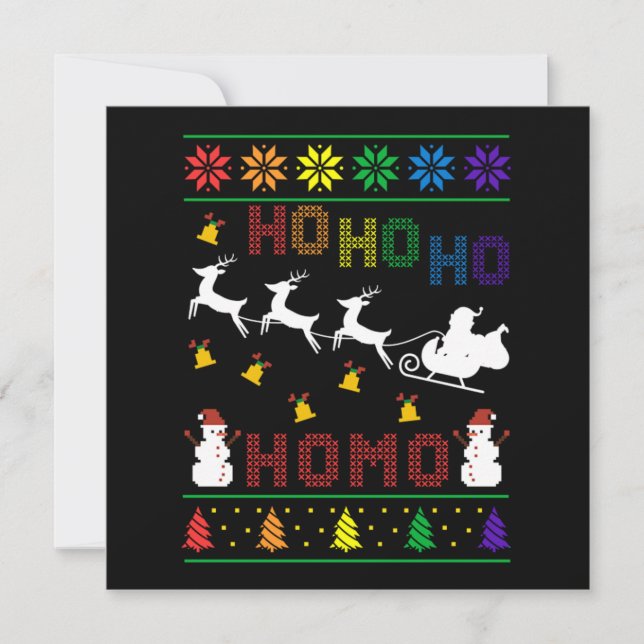 Hoho Homo LGBT Ugly Christmas Sweater Shirt Gesche Einladung (Vorderseite)